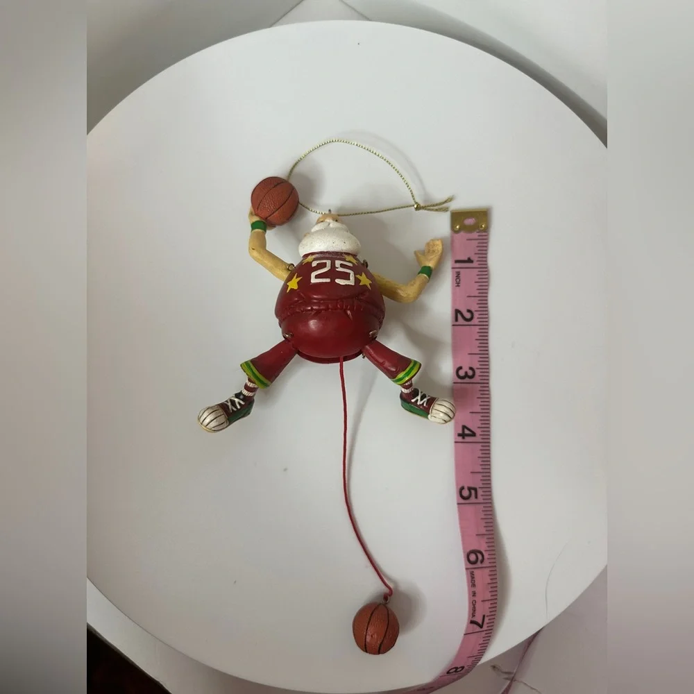 Sports Themed Santa Ornaments Set of 3 Baseball Basketball and Football Moveable